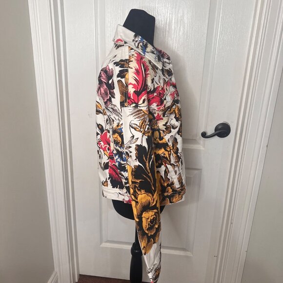 Desigual Women's White Hawaii Floral Print Jeans Jacket Size Large US NWT - Picture 15 of 16